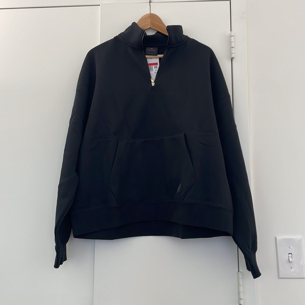 NWT Jordan Flight Fleece Quarter zip Sweatshirt Black Women L(FD7221-010)MSRP$98
